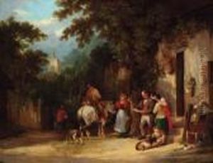 'welcome News', Minstead, The New Forest by Snr William Shayer