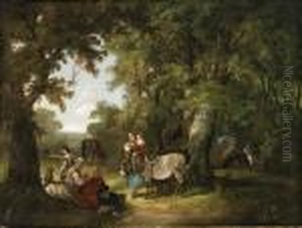 Countryfolk Resting In A Wooded Clearing - view 1