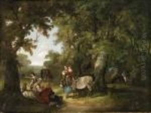 Countryfolk Resting In A Wooded Clearing