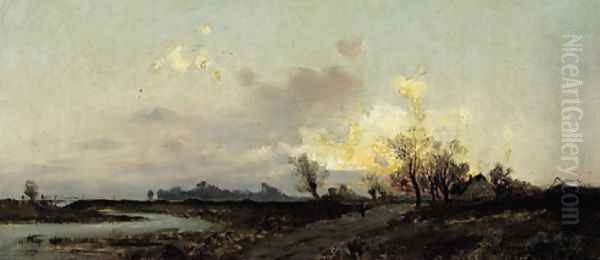 An extensive landscape in evening twilight - view 1