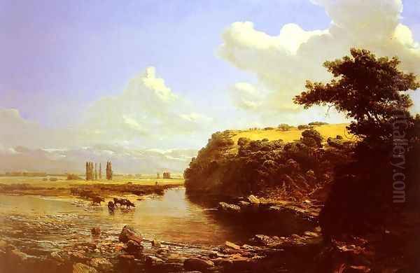Cattle watering in a River Landscape, believed to be Chile - view 1
