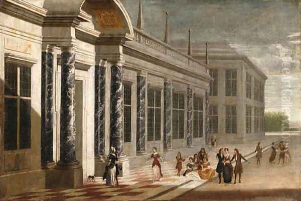 Elegant Figures on the Terrace of a Palace - view 1