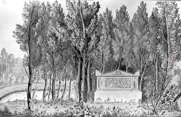 Jean-Jacques Rousseaus 1712-78 tomb at Ermenonville - view 1