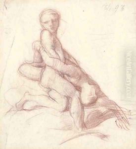 A study of two male figures by Alfred George Stevens