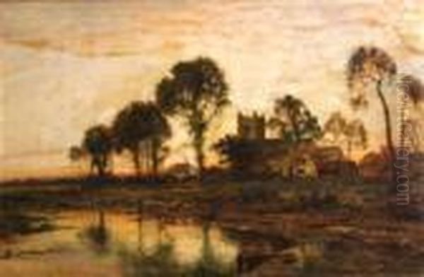 An Evening Landscape With A Church In The Distance - view 1