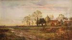 A View Of A Country Church At Sunset by Daniel Sherrin