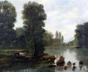 'tranquility'; Figures Beside A River