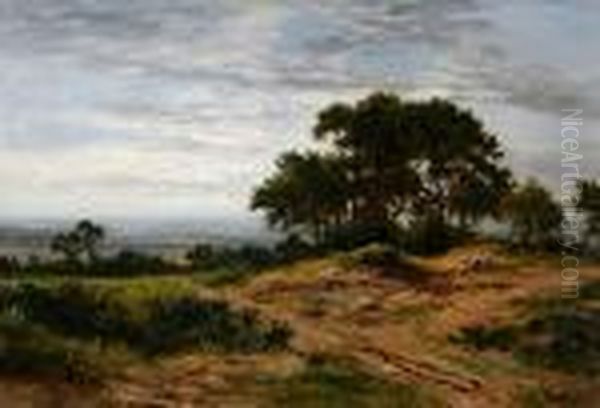 Heathland Landscape With Figures Seated Bytrees - view 1