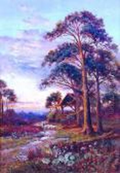 Shepherd With Sheep On A Haywards Heath Lane - view 1