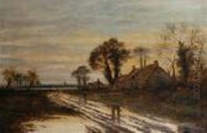 Figures On A Country Lane At Twilight by Daniel Sherrin