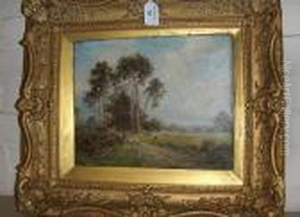 Sheep And Figures On Atrack In A Downlandlandscape, Signed - view 1
