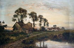 Figures By A Country Church; Figures By A Cottage, A Pair