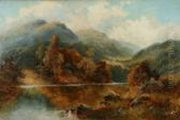 An Autumn Landscape With Lake And Mountains - view 1