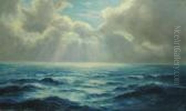 Seascape With A Distant Sailing Ship by Daniel Sherrin