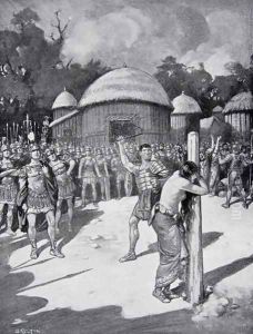 The scourging of Boadicea, 60AD, illustration from The History of the Nation by Joseph Skelton