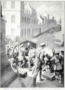 German column mowed down by British Machine-Guns at Landrecies by Joseph Skelton