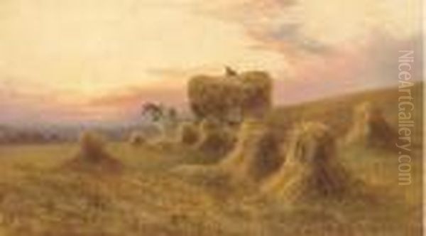 Gathering Hay At Dusk - view 1