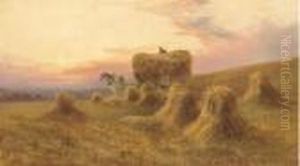Gathering Hay At Dusk by Daniel Sherrin