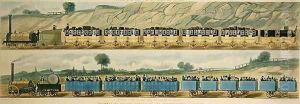 Travelling on the Liverpool and Manchester Railway A Train of the First Class of Carriages with the Mail, and A Train of the Second Class for Outside Passengers, engraved by S.G. Hughes, 1831 by Isaac Shaw