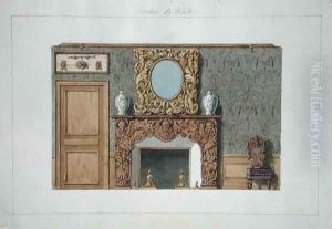 Chimney in the dining room at rue Fortunee, house bought by Balzac in 1847, 1851 by M. Santi