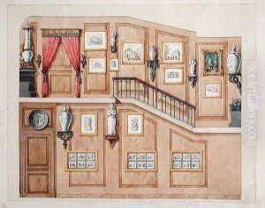 Staircase at rue Fortunee, house bought by Balzac in 1847, 1851 by M. Santi