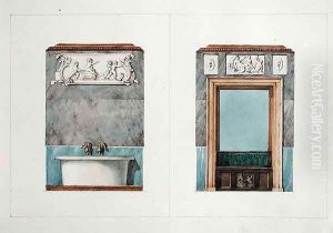 The bathroom at rue Fortunee, house bought by Balzac in 1847, 1851 by M. Santi