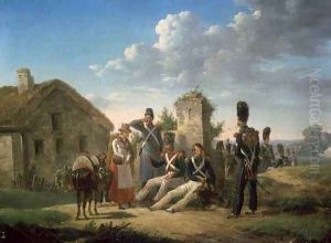Landscape with Soldiers by Bernard Edouard Swebach