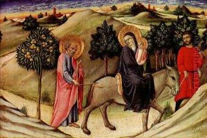 Flight to Egypt - predella panel by Pietro di Sano