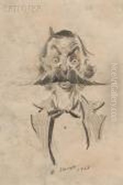 Head Of A Man With Thick Handlebar Moustache - view 1