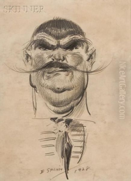 Head Of A Man With Thin Handlebar Moustache - view 1