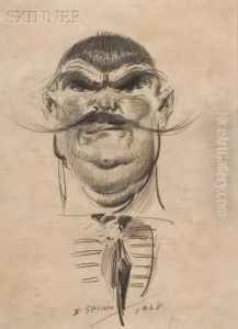 Head Of A Man With Thin Handlebar Moustache