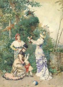 Playing in the garden by Attilio Simonetti