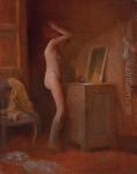 Woman Fixing Her Hair - view 1