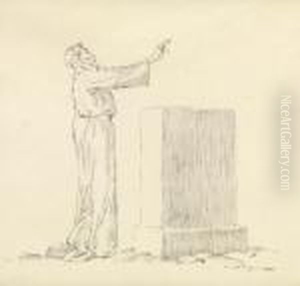 Franciscan Monk Standing At A Headstone. - view 1