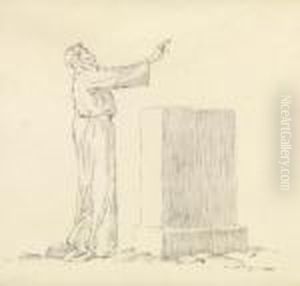Franciscan Monk Standing At A Headstone.