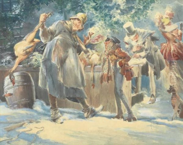 The Turkey Vendor (scene From "a Christmas Carol") - view 1