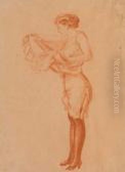 Woman Putting On A Slip - view 1