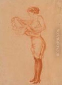 Woman Putting On A Slip by Everett Shinn