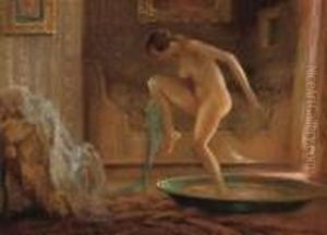Girl Stepping Out Of Floor Tub by Everett Shinn