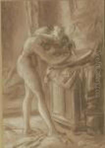Nude At A Wash Basin - view 1