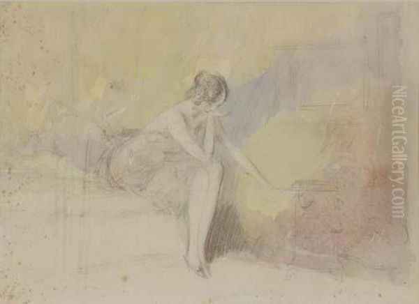 Young Woman Seated By A Stove - view 1