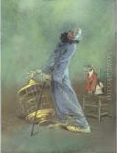 Clown With Bird Cage by Everett Shinn
