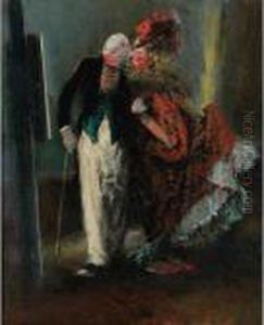 Two Clowns And A Mirror by Everett Shinn