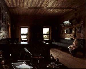 The Study in the House of Nikolai Milyukov at Ostrovky, 1844 by Grigori Vasilievich Soroka