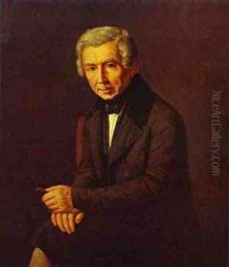 Portrait Of Alexey Venetsianov 1840s by Grigori Vasilievich Soroka