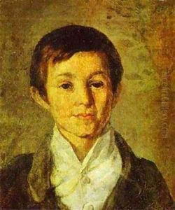 Portrait Of Km Milyukov As A Child End Of 1840s by Grigori Vasilievich Soroka