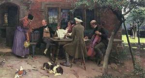 Musicians outside an Inn by Leghe Suthers