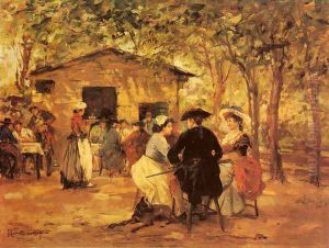 An Oudoor Cafe by Raffaelo Sorbi