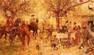 The Departure of the Hunting Party by Raffaelo Sorbi