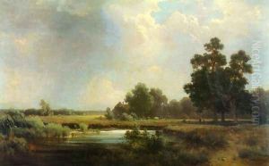Farmhouse by a Pond by Edoard Schleich